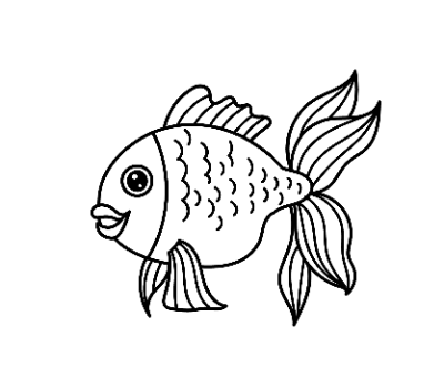 ปลาทอง ลายเส้น png
